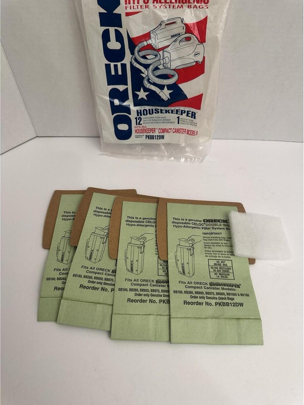 4 Oreck Celoc Hypo-Allergenic Filter System Bags Housekeeper Compact PKBB12DW